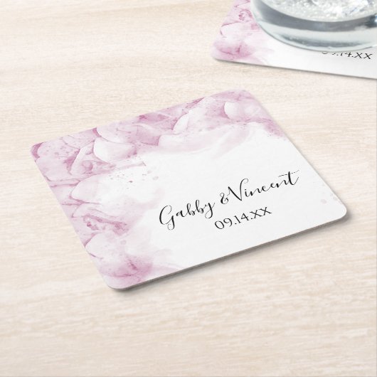 Pink Hydrangea Blume Wasserfarbenhochzeit Rechteckiger Pappuntersetzer (angewinkelt)