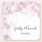 Pink Hydrangea Blume Wasserfarbenhochzeit Rechteckiger Pappuntersetzer (Vorderseite)