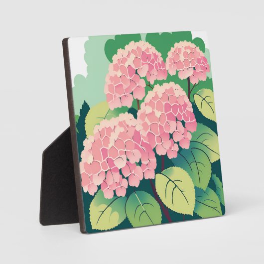 Pink Hydrangea Blumengemälde Fotoplatte (Vorderseite)