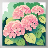 Pink Hydrangea Blumengemälde Poster (Vorne)