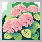 Pink Hydrangea Blumengemälde Poster (Vorne)