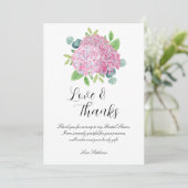 Pink Hydrangea Botanisches Brautparty Vielen Dank Karte (Stehend Vorderseite)