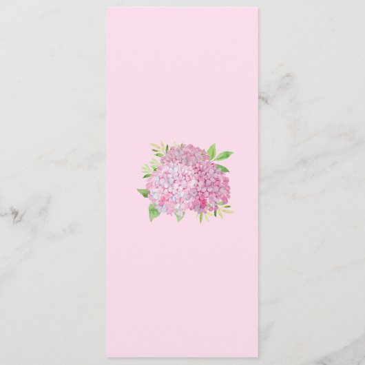Pink Hydrangea Bouquet Blume Menus Menükarte (Rückseite)
