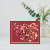 Pink Hydrangea Bouquet Red Background Vielen Dank Postkarte (Stehend Vorderseite)