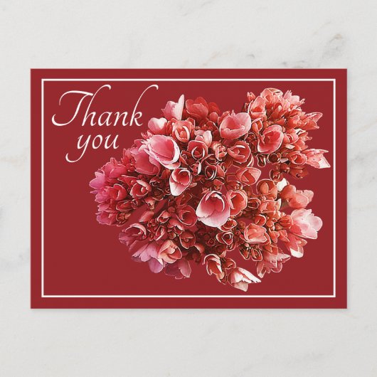 Pink Hydrangea Bouquet Red Background Vielen Dank Postkarte (Vorderseite)
