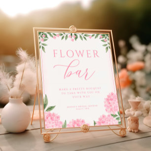 Pink Hydrangea Brautparty Blume Bar Poster
