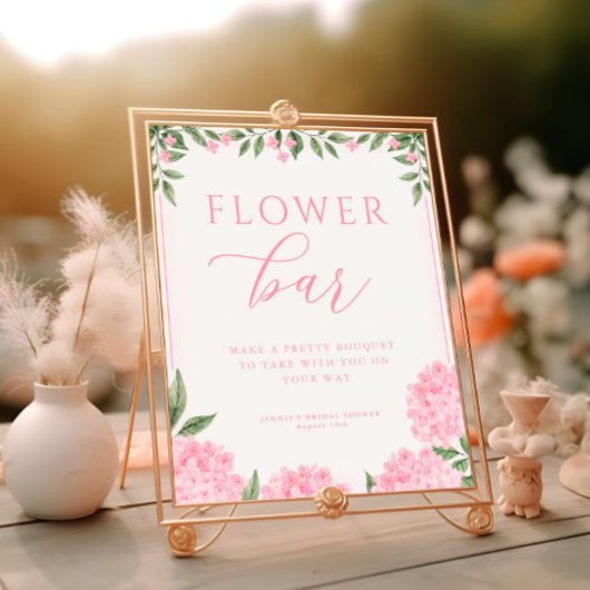 Pink Hydrangea Brautparty Blume Bar Poster