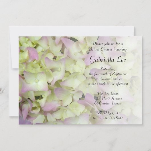Pink Hydrangea Brautparty Einladung (Vorderseite)