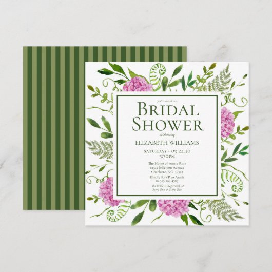 Pink-Hydrangea-Brautparty Einladung (Vorne/Hinten)