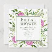 Pink-Hydrangea-Brautparty Einladung (Vorderseite)