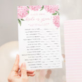 Pink Hydrangea Bridge oder Groom Paper Game Card Flyer