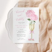 Pink Hydrangea Brunch und Bubbly Gold Champagne Einladung