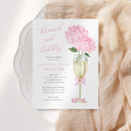 Pink Hydrangea Brunch und Bubbly Gold Champagne Einladung