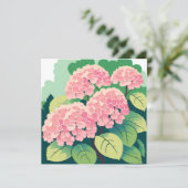 Pink Hydrangea Bush Card (Stehend Vorderseite)