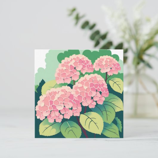 Pink Hydrangea Bush Card (Stehend Vorderseite)