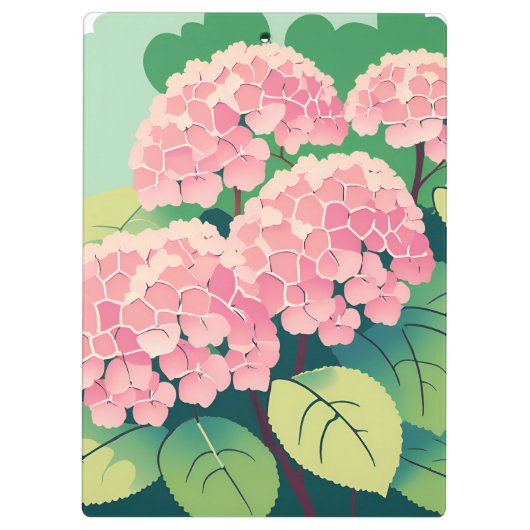 Pink Hydrangea Bush Klemmbrett (Rückseite)