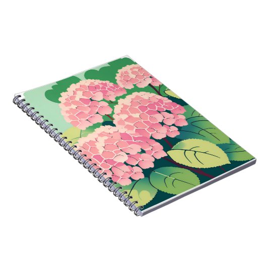 Pink Hydrangea Bush Notizblock (Rechte Seite)