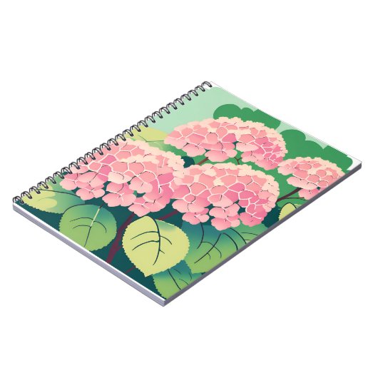 Pink Hydrangea Bush Notizblock (Linke Seite)