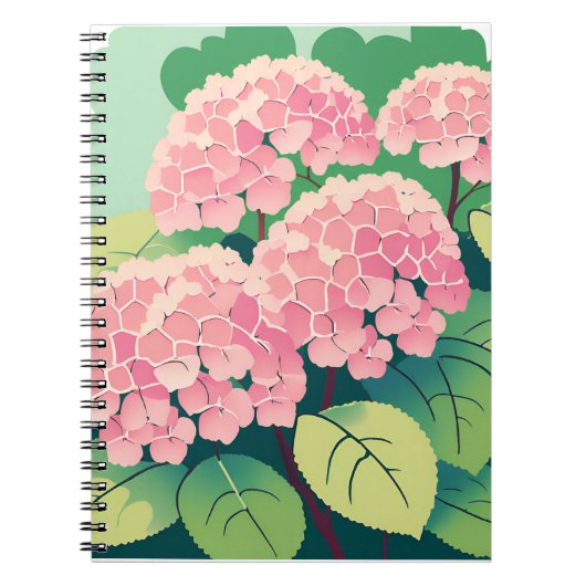 Pink Hydrangea Bush Notizblock (Vorderseite)