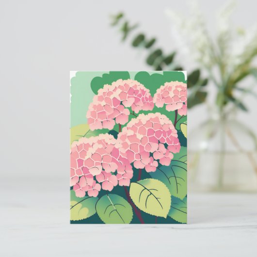 Pink Hydrangea Bush Postcard Postkarte (Stehend Vorderseite)