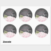 Pink Hydrangea Chalkboard Modern Danke Label Runder Aufkleber (Blatt)