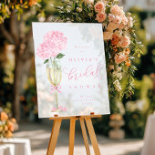 Pink Hydrangea & Champagner Dusche Herzlich Willko Acrylschild