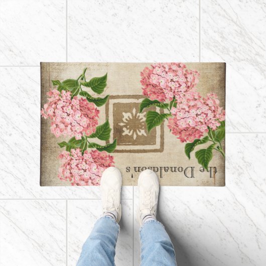 Pink Hydrangea Clusters II Fußmatte (Indoor)