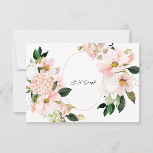 Pink Hydrangea Cosmos White Tulip Wedding RSVP Karte (Vorderseite)