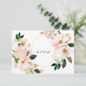 Pink Hydrangea Cosmos White Tulip Wedding RSVP Karte (Stehend Vorderseite)