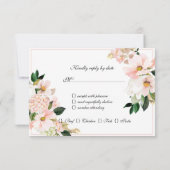 Pink Hydrangea Cosmos White Tulip Wedding RSVP Karte (Rückseite)