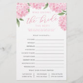 Pink Hydrangea, der die Bride Paper Game Card kenn Flyer (Vorne)