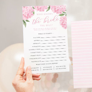 Pink Hydrangea, der die Bride Paper Game Card kenn Flyer