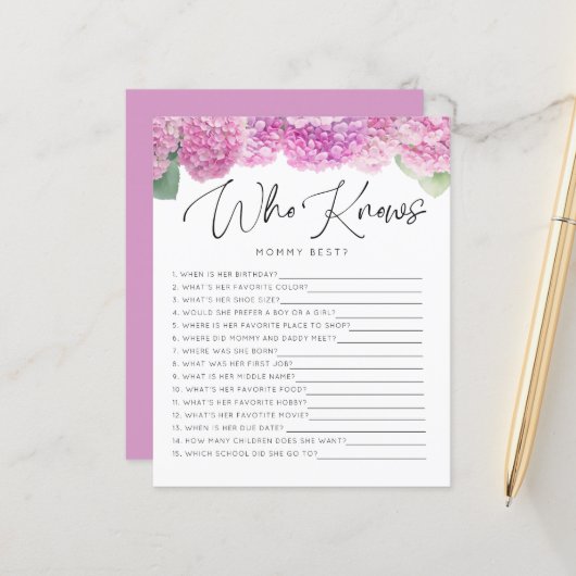 Pink Hydrangea, der Mommy Baby Games kennt (Vorderseite/Rückseite Beispiel)