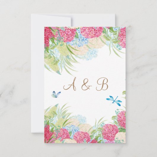 Pink Hydrangea Elegante Hochzeitsfeier mit Blumen (Rückseite)