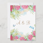 Pink Hydrangea Elegante Hochzeitsfeier mit Blumen Einladung (Rückseite)