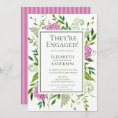 Pink Hydrangea Engagement Party Einladung (Vorne/Hinten)