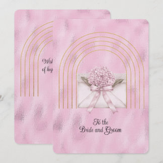 Pink Hydrangea Envelope Gold Arches Mitteilungskarte