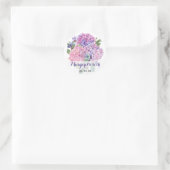 Pink Hydrangea Floral 80. Geburtstag Runder Aufkleber (Tasche)