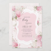 Pink Hydrangea Floral Elegant Baby Shower Einladung (Vorne/Hinten)