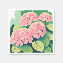 Pink Hydrangea Floral Eleganter Garten Serviette
