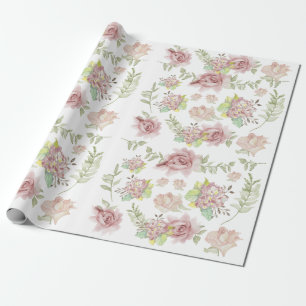 Pink Hydrangea Floral Wasserfarbe Rose Geschenkpapier