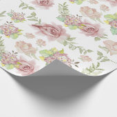 Pink Hydrangea Floral Wasserfarbe Rose Geschenkpapier (Ecke)