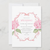 Pink Hydrangea Floral Watercolor Wedding Einladung (Vorderseite)