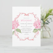 Pink Hydrangea Floral Watercolor Wedding Einladung (Stehend Vorderseite)