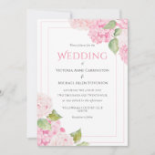 Pink Hydrangea Floral Watercolor Wedding Einladung (Vorderseite)