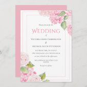 Pink Hydrangea Floral Watercolor Wedding Einladung (Vorne/Hinten)