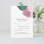 Pink Hydrangea Floral Wedding RSVP Cards Karte (Stehend Vorderseite)