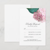 Pink Hydrangea Floral Wedding RSVP Cards Karte (Vorne/Hinten)