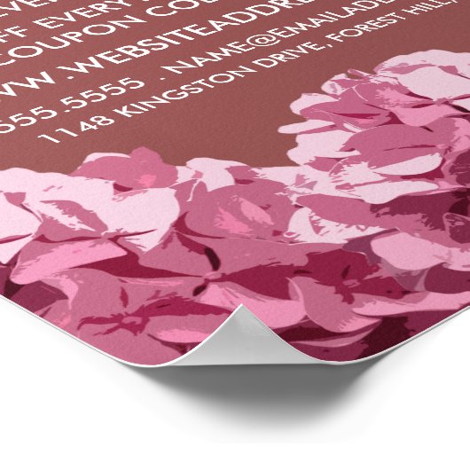 Pink Hydrangea, Floristry Advertising Poster (Ecke)
