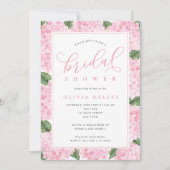Pink Hydrangea Flowers Calligraphy Bridal Shower Einladung (Vorderseite)